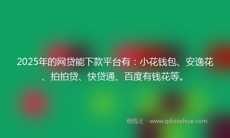 2025年的网贷能下款平台有：小花钱包、安逸花、拍拍贷、快贷通、百度有钱花等。