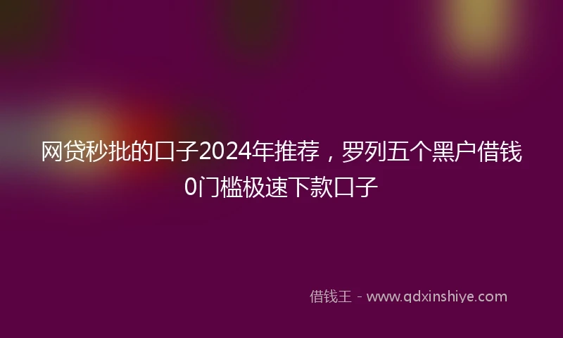 网贷秒批的口子2024年推荐，罗列五个黑户借钱0门槛极速下款口子
