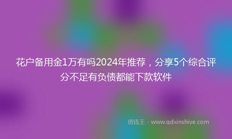 花户备用金1万有吗2024年推荐，分享5个综合评分不足有负债都能下款软件