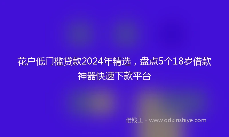 花户低门槛贷款2024年精选，盘点5个18岁借款神器快速下款平台