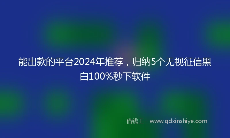 能出款的平台2024年推荐，归纳5个无视征信黑白100%秒下软件