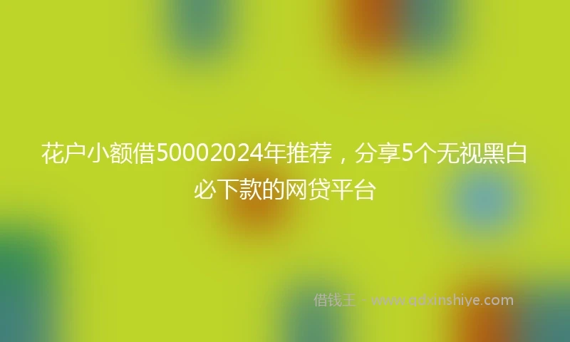 花户小额借50002024年推荐，分享5个无视黑白必下款的网贷平台