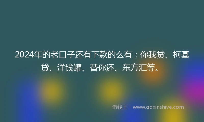2024年的老口子还有下款的么有：你我贷、柯基贷、洋钱罐、替你还、东方汇等。