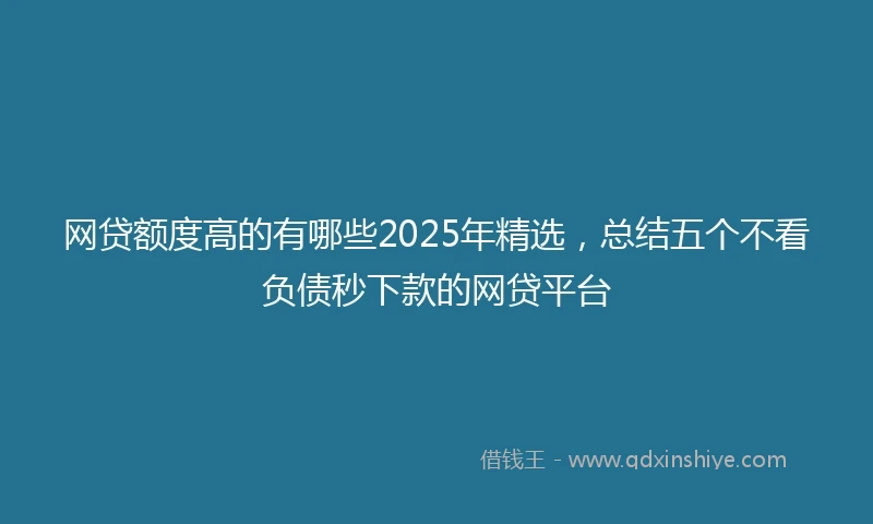 网贷额度高的有哪些2025年精选，总结五个不看负债秒下款的网贷平台