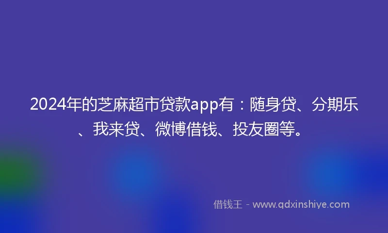 2024年的芝麻超市贷款app有：随身贷、分期乐、我来贷、微博借钱、投友圈等。