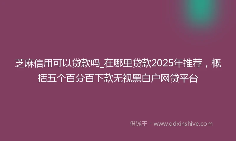 芝麻信用可以贷款吗_在哪里贷款2025年推荐，概括五个百分百下款无视黑白户网贷平台