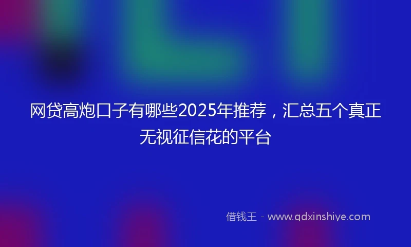 网贷高炮口子有哪些2025年推荐，汇总五个真正无视征信花的平台