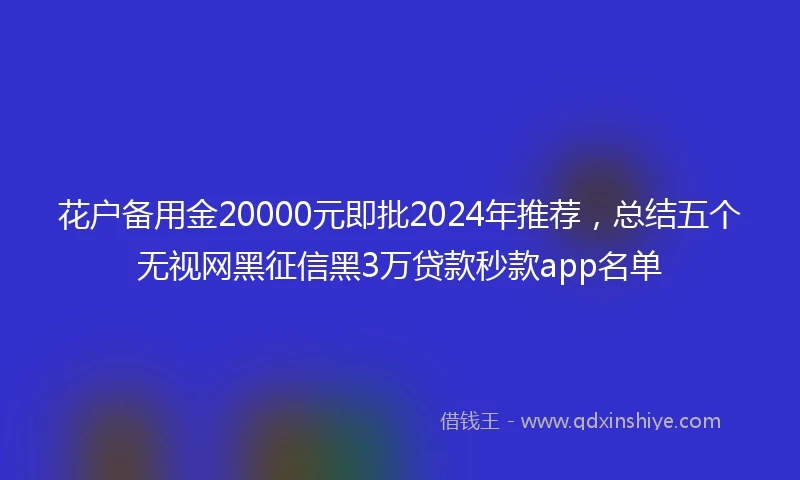 花户备用金20000元即批2024年推荐，总结五个无视网黑征信黑3万贷款秒款app名单