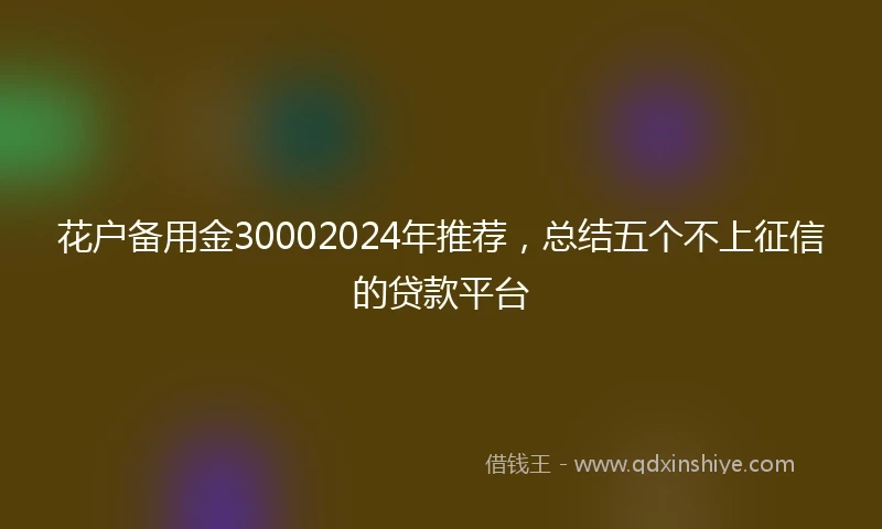 花户备用金30002024年推荐，总结五个不上征信的贷款平台