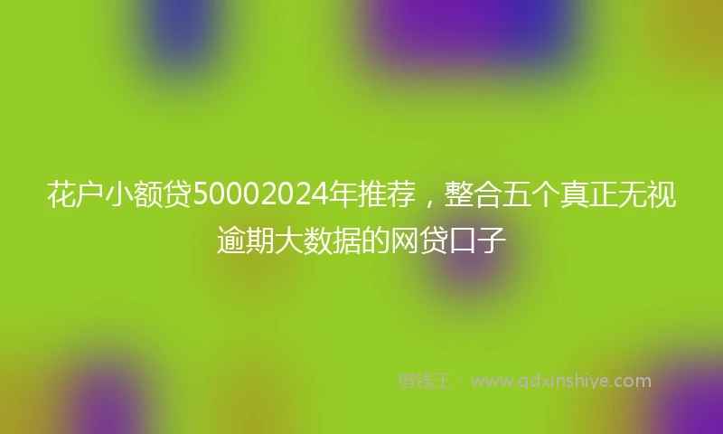 花户小额贷50002024年推荐，整合五个真正无视逾期大数据的网贷口子