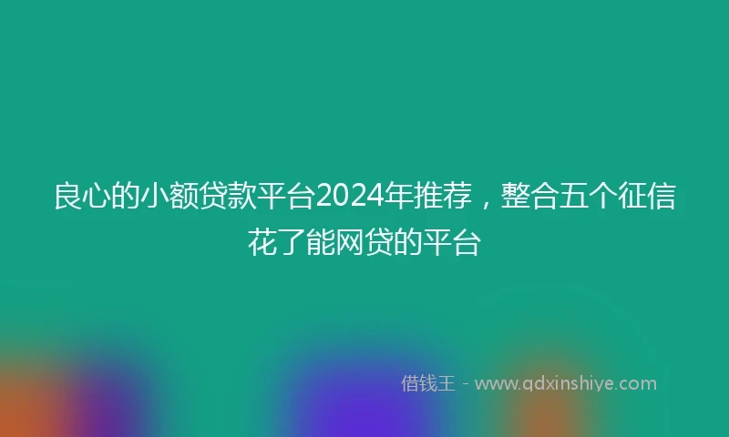 良心的小额贷款平台2024年推荐，整合五个征信花了能网贷的平台
