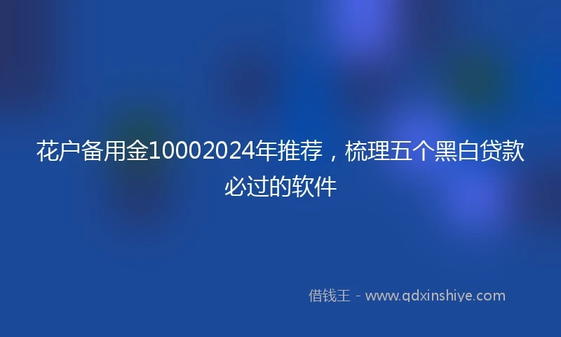 花户备用金10002024年推荐，梳理五个黑白贷款必过的软件