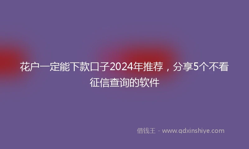 花户一定能下款口子2024年推荐，分享5个不看征信查询的软件