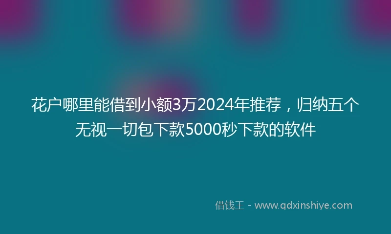 花户哪里能借到小额3万2024年推荐，归纳五个无视一切包下款5000秒下款的软件