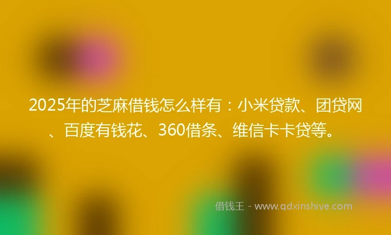 2025年的芝麻借钱怎么样有：小米贷款、团贷网、百度有钱花、360借条、维信卡卡贷等。