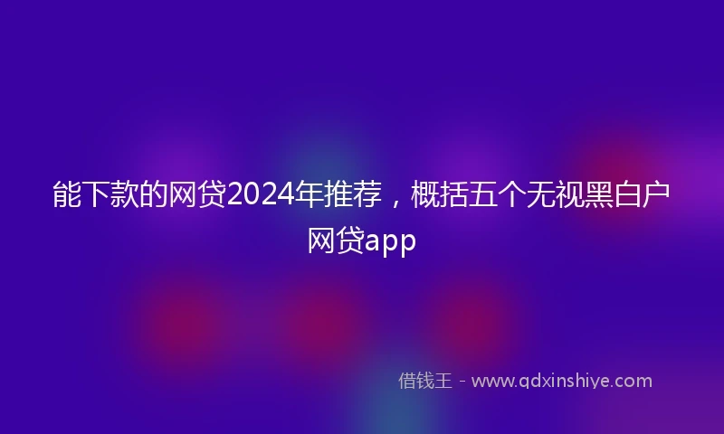 能下款的网贷2024年推荐，概括五个无视黑白户网贷app