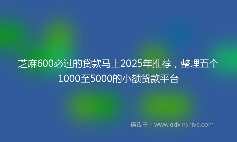 芝麻600必过的贷款马上2025年推荐，整理五个1000至5000的小额贷款平台