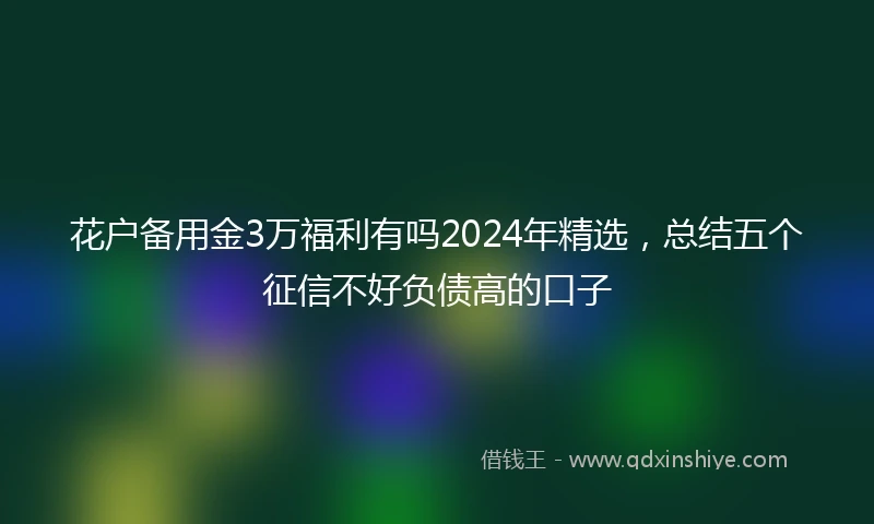 花户备用金3万福利有吗2024年精选，总结五个征信不好负债高的口子