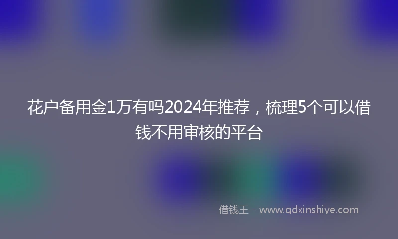 花户备用金1万有吗2024年推荐，梳理5个可以借钱不用审核的平台