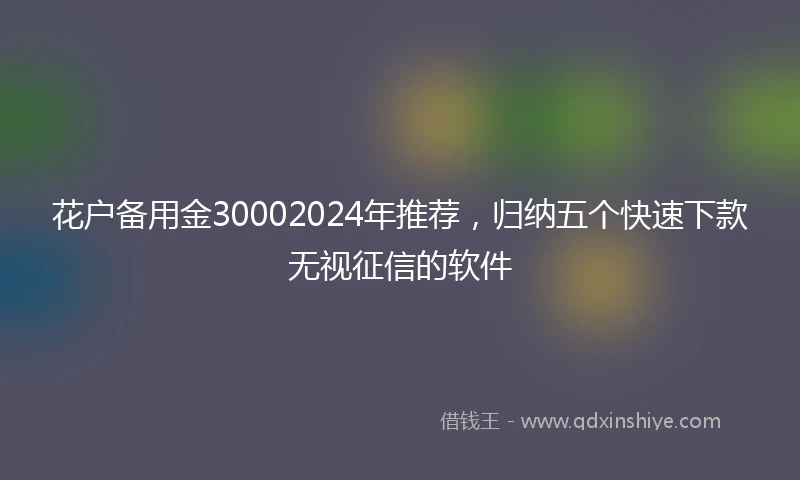 花户备用金30002024年推荐，归纳五个快速下款无视征信的软件