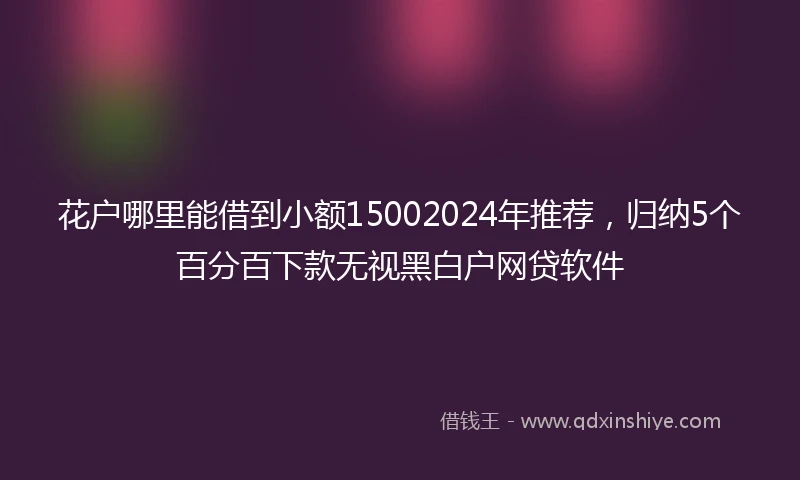 花户哪里能借到小额15002024年推荐，归纳5个百分百下款无视黑白户网贷软件