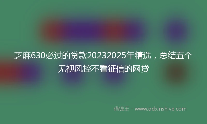 芝麻630必过的贷款20232025年精选，总结五个无视风控不看征信的网贷