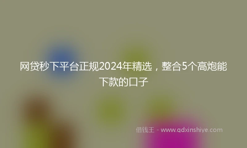 网贷秒下平台正规2024年精选，整合5个高炮能下款的口子