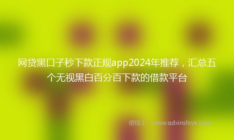 网贷黑口子秒下款正规app2024年推荐，汇总五个无视黑白百分百下款的借款平台
