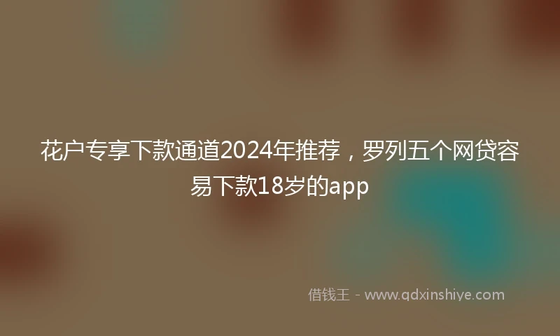 花户专享下款通道2024年推荐，罗列五个网贷容易下款18岁的app