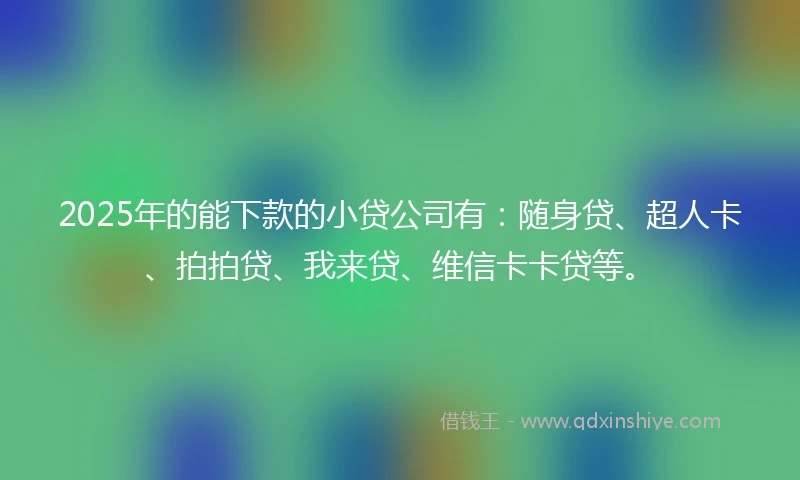 2025年的能下款的小贷公司有：随身贷、超人卡、拍拍贷、我来贷、维信卡卡贷等。