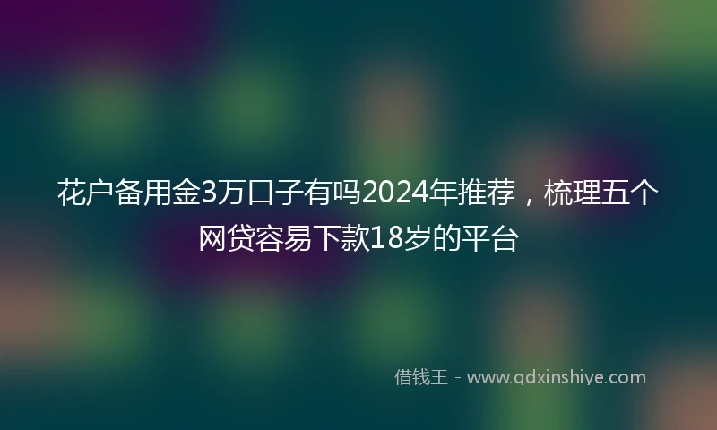 花户备用金3万口子有吗2024年推荐，梳理五个网贷容易下款18岁的平台