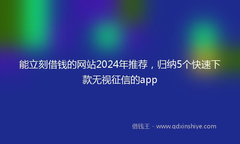 能立刻借钱的网站2024年推荐，归纳5个快速下款无视征信的app