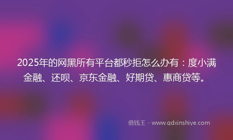 2025年的网黑所有平台都秒拒怎么办有：度小满金融、还呗、京东金融、好期贷、惠商贷等。