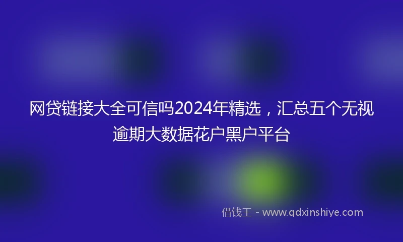 网贷链接大全可信吗2024年精选，汇总五个无视逾期大数据花户黑户平台
