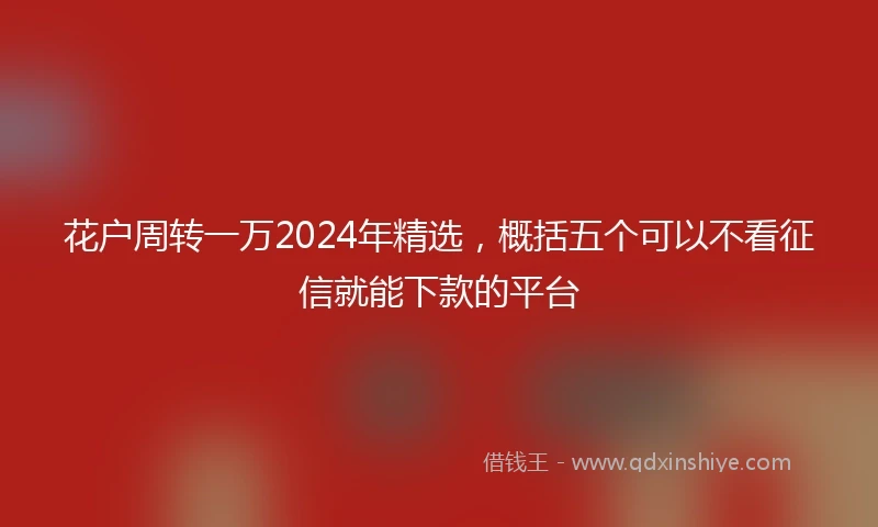 花户周转一万2024年精选，概括五个可以不看征信就能下款的平台