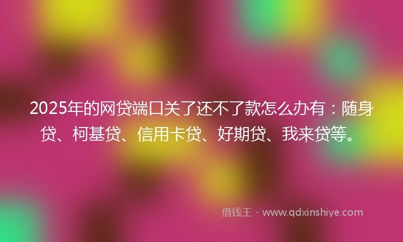 2025年的网贷端口关了还不了款怎么办有：随身贷、柯基贷、信用卡贷、好期贷、我来贷等。