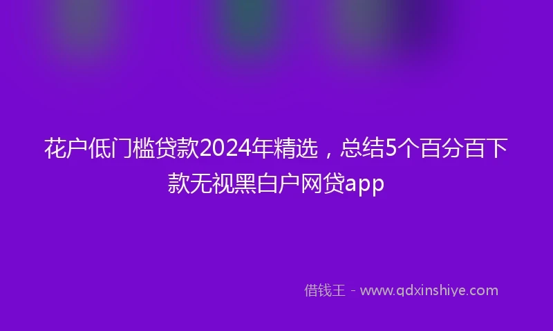 花户低门槛贷款2024年精选，总结5个百分百下款无视黑白户网贷app