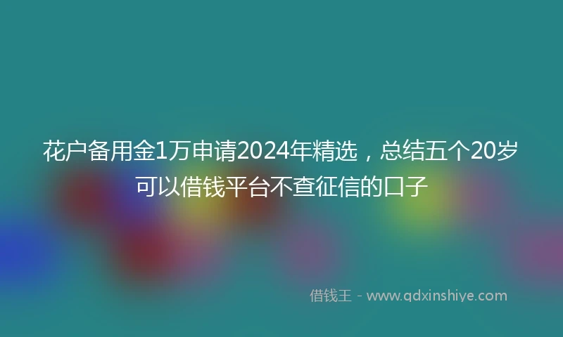 花户备用金1万申请2024年精选，总结五个20岁可以借钱平台不查征信的口子