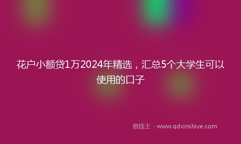 花户小额贷1万2024年精选，汇总5个大学生可以使用的口子