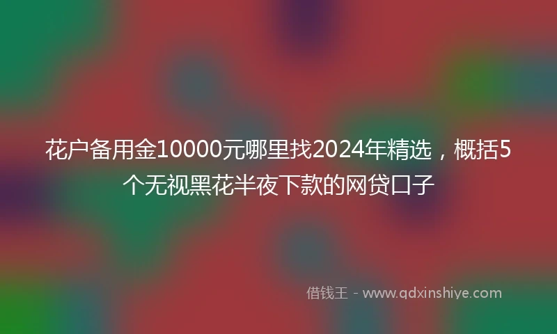 花户备用金10000元哪里找2024年精选，概括5个无视黑花半夜下款的网贷口子