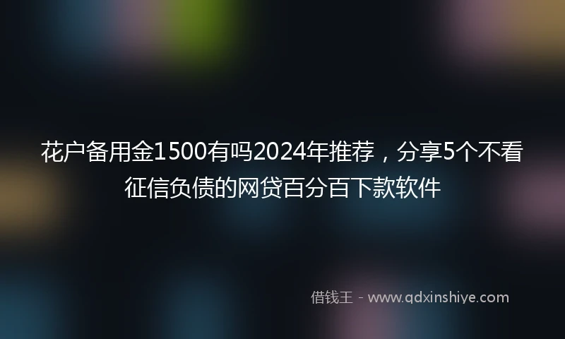 花户备用金1500有吗2024年推荐，分享5个不看征信负债的网贷百分百下款软件