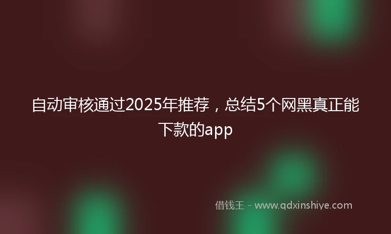 自动审核通过2025年推荐，总结5个网黑真正能下款的app