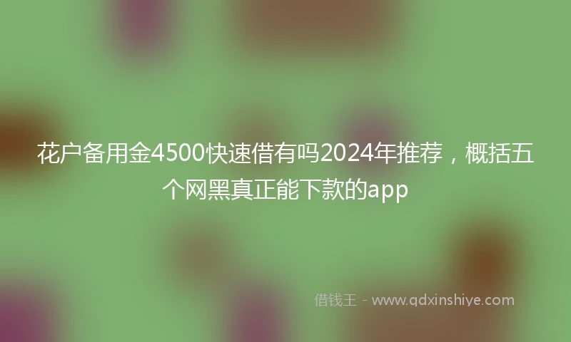 花户备用金4500快速借有吗2024年推荐，概括五个网黑真正能下款的app