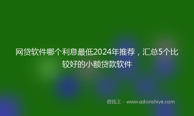 网贷软件哪个利息最低2024年推荐，汇总5个比较好的小额贷款软件