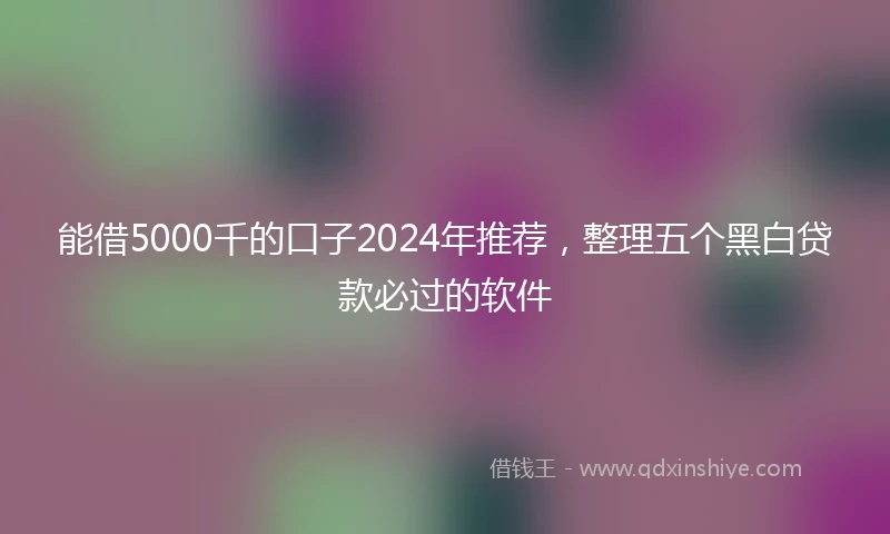 能借5000千的口子2024年推荐，整理五个黑白贷款必过的软件