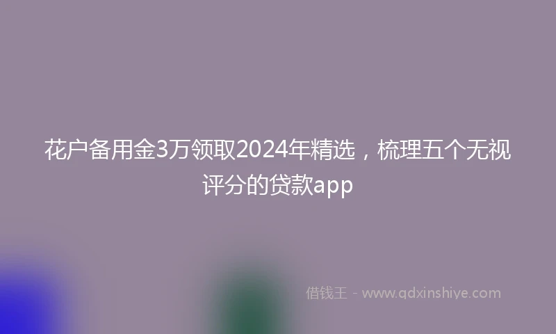 花户备用金3万领取2024年精选，梳理五个无视评分的贷款app