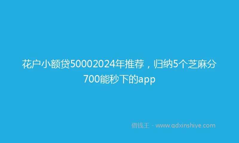 花户小额贷50002024年推荐，归纳5个芝麻分700能秒下的app