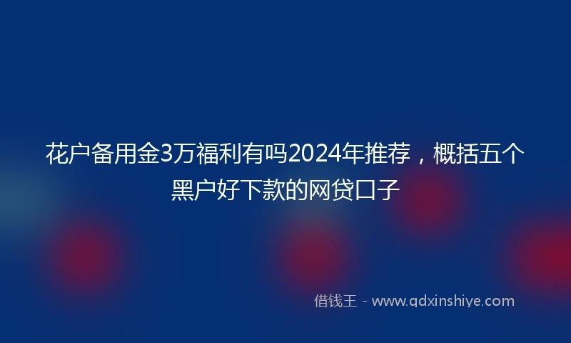 花户备用金3万福利有吗2024年推荐，概括五个黑户好下款的网贷口子