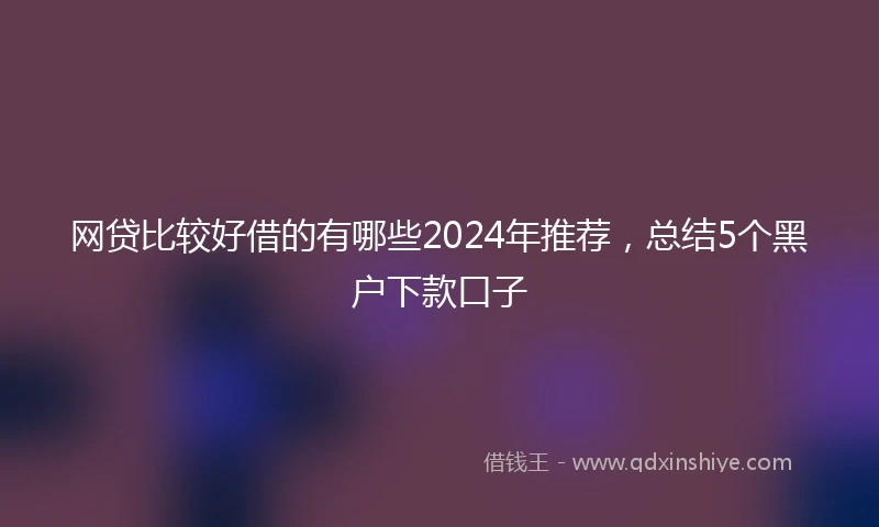 网贷比较好借的有哪些2024年推荐，总结5个黑户下款口子