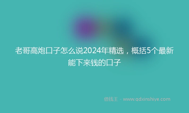 老哥高炮口子怎么说2024年精选，概括5个最新能下来钱的口子